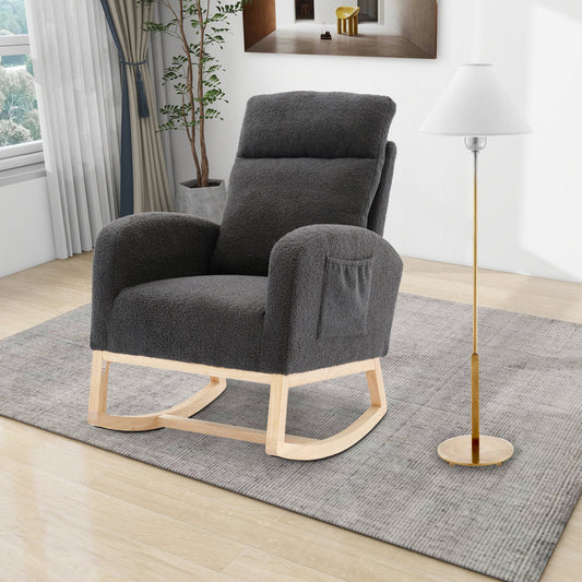 Modern High-Back Rocking Armchair, Dark Gray