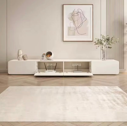 Modern Cream Maple Wood TV Stand with Soft-Close Storage