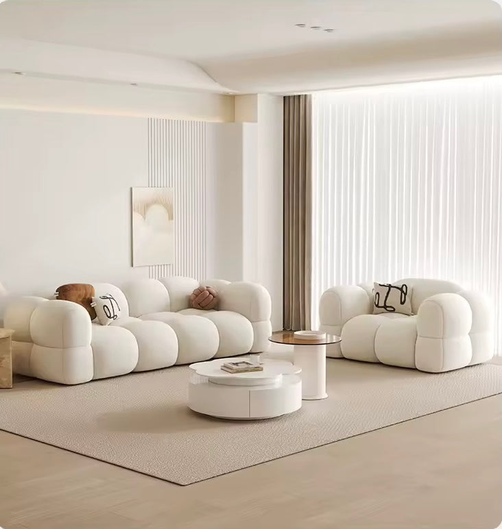 Cream Matte Velvet Loveseat Sofa for Small Living Rooms