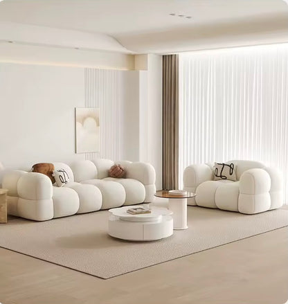 Cream Matte Velvet Loveseat Sofa for Small Living Rooms