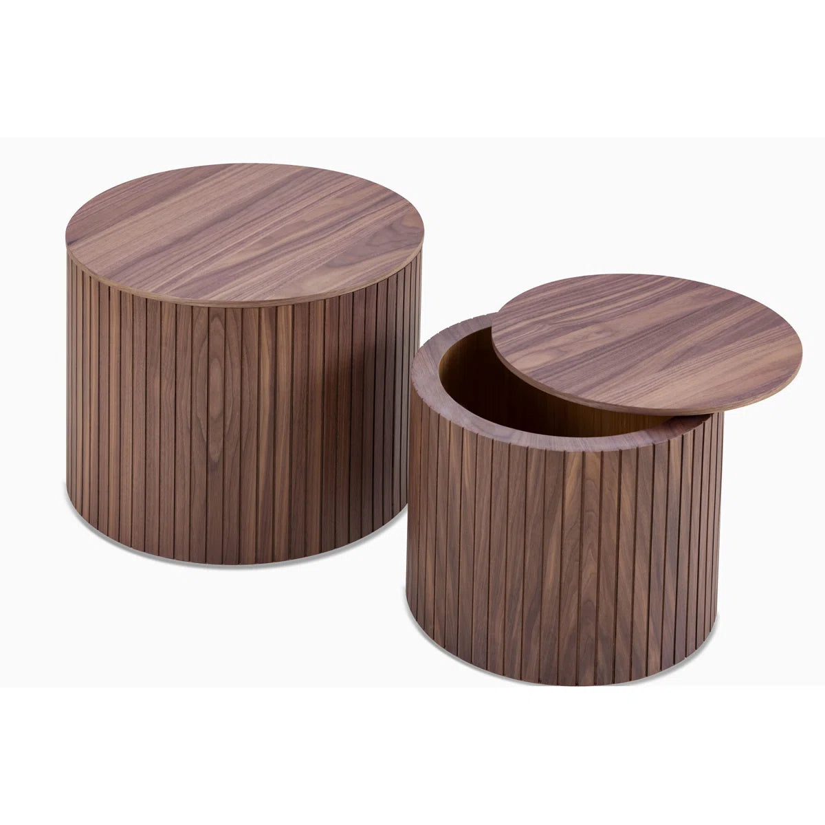 Walnut Round Nesting Coffee Table Set of 2