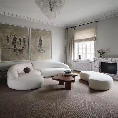 Italian Contemporary Curved Sofa, White Minimalist Couch