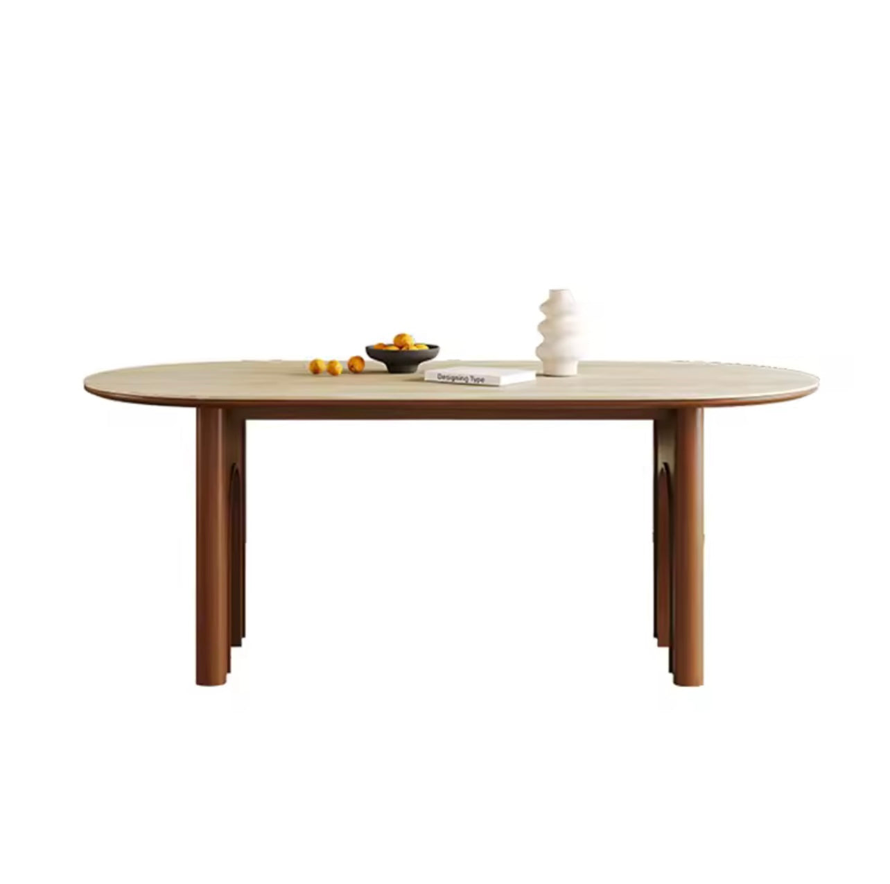Rustic Oval Dining Table with Chairs, Solid Wood & Sintered Stone Top