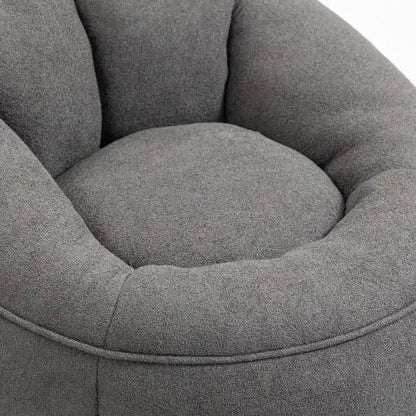 Grey Bean Bag Chair, Modern Single Sofa Chair with Footrest