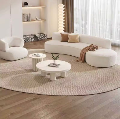 Minimalist Curved Lambswool Upholstery Sofa in White