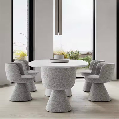 Cotton-Linen Dining Chair, Upholstered Chair with 360° Swivel