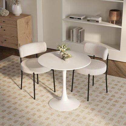 White Upholstered Dining Chair for Small Spaces
