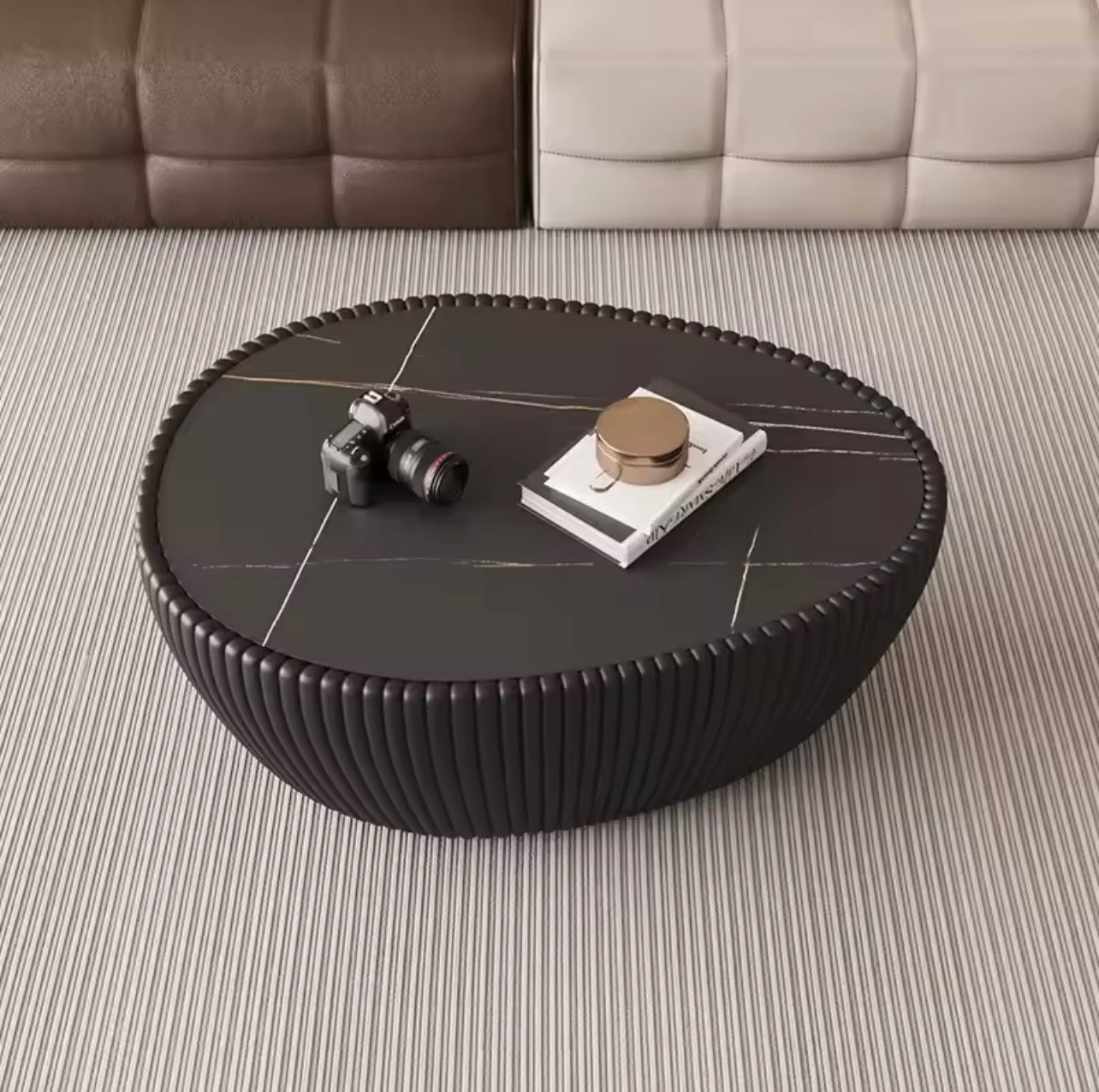 Minimalist Modern Nordic Sintered Stone & Wood Coffee Table