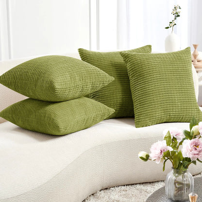 Set of 4 Corduroy Striped Throw Pillow Covers 20x20"