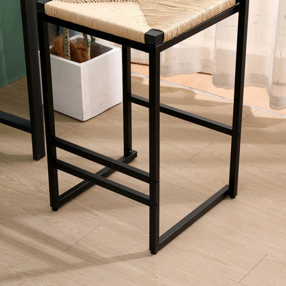 Set of 2 Bar Stools - Honey Counter Height Stools with Paper Rope Seats