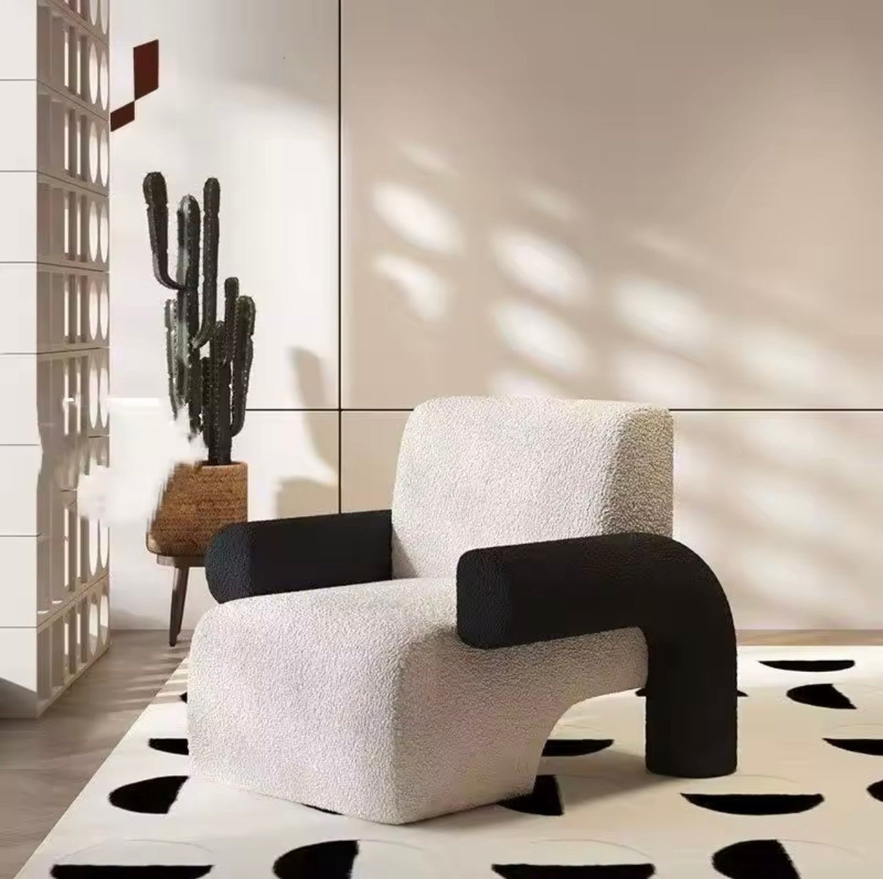 Lambswool Accent Chair, Color Block Armchair