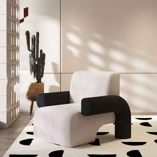 Lambswool Accent Chair, Color Block Armchair