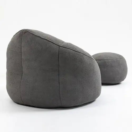 Grey Bean Bag Chair, Modern Single Sofa Chair with Footrest