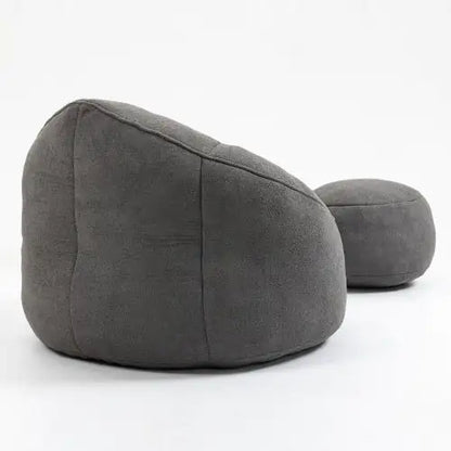 Grey Bean Bag Chair, Modern Single Sofa Chair with Footrest