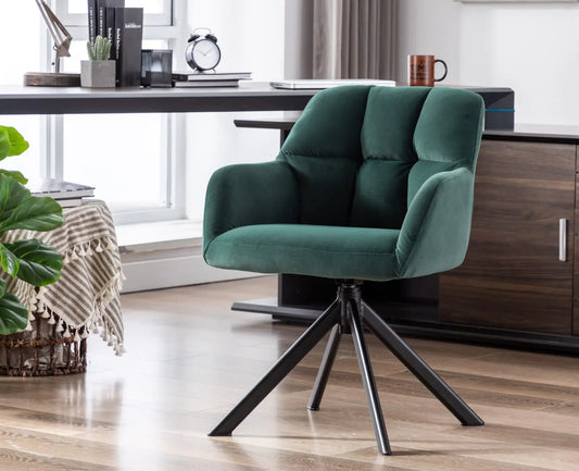 Green Velvet Swivel Desk Accent Chair