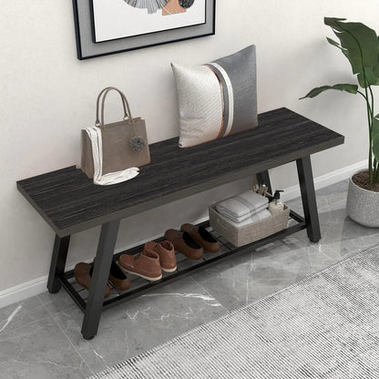 Industrial Rustic Wood and Metal Entryway Bench