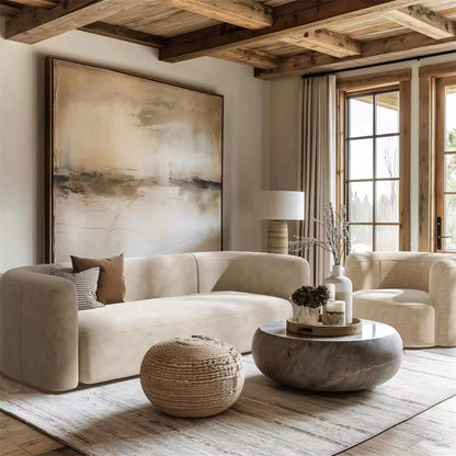 Modern Curved Back Velvet Sofa, Deep Seat 3 Seater Sectional