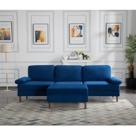 102" Modular Velvet Sofa - Sectional Sofa with Ottoman