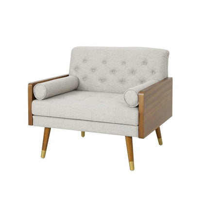 Beige Upholstered Chair, Mid Century Chair, Modern Club Chair