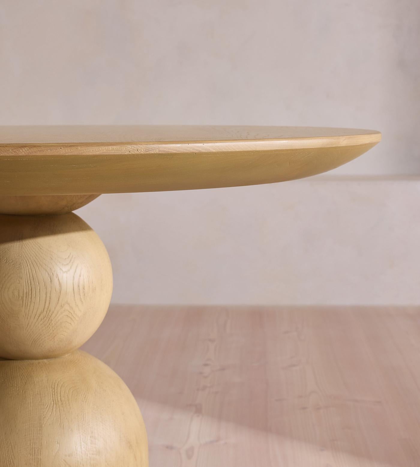Sculptural Dining Table, Pedestal Table with Oak Finish