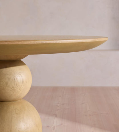 Sculptural Dining Table, Pedestal Table with Oak Finish