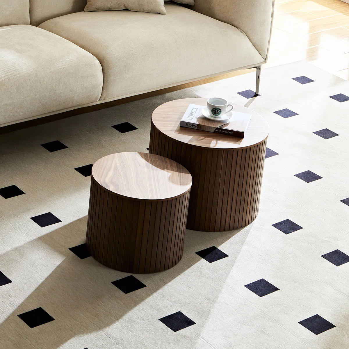 Walnut Round Nesting Coffee Table Set of 2