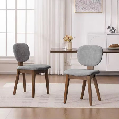 Set of 2 Chenille Upholstered Mid Century Dining Chairs