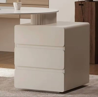 French Cream Minimalist Desk, Home Office Table with Storage