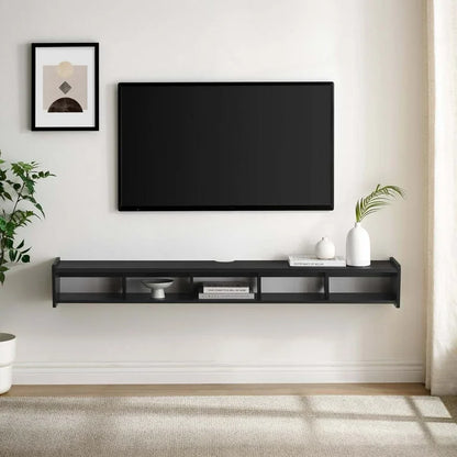 Black Floating TV Stand, 65” Wall Mounted TV Stand