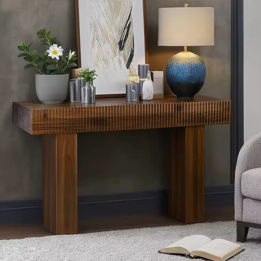 56” Farmhouse Console Table, Rectangular Wooden Sofa Table