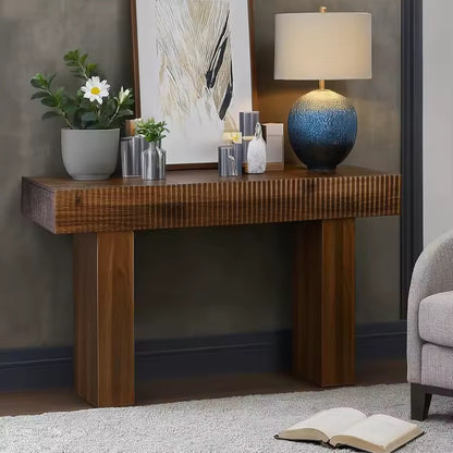 56” Farmhouse Console Table, Rectangular Wooden Sofa Table