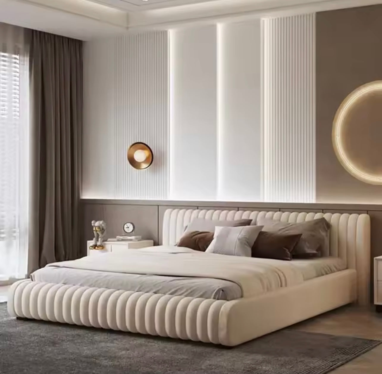 Minimalist Upholstered Cotton-Tech Fabric Platform Bed