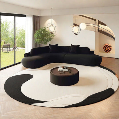 Black Ergonomic Matte Velvet Curved Corner Sofa