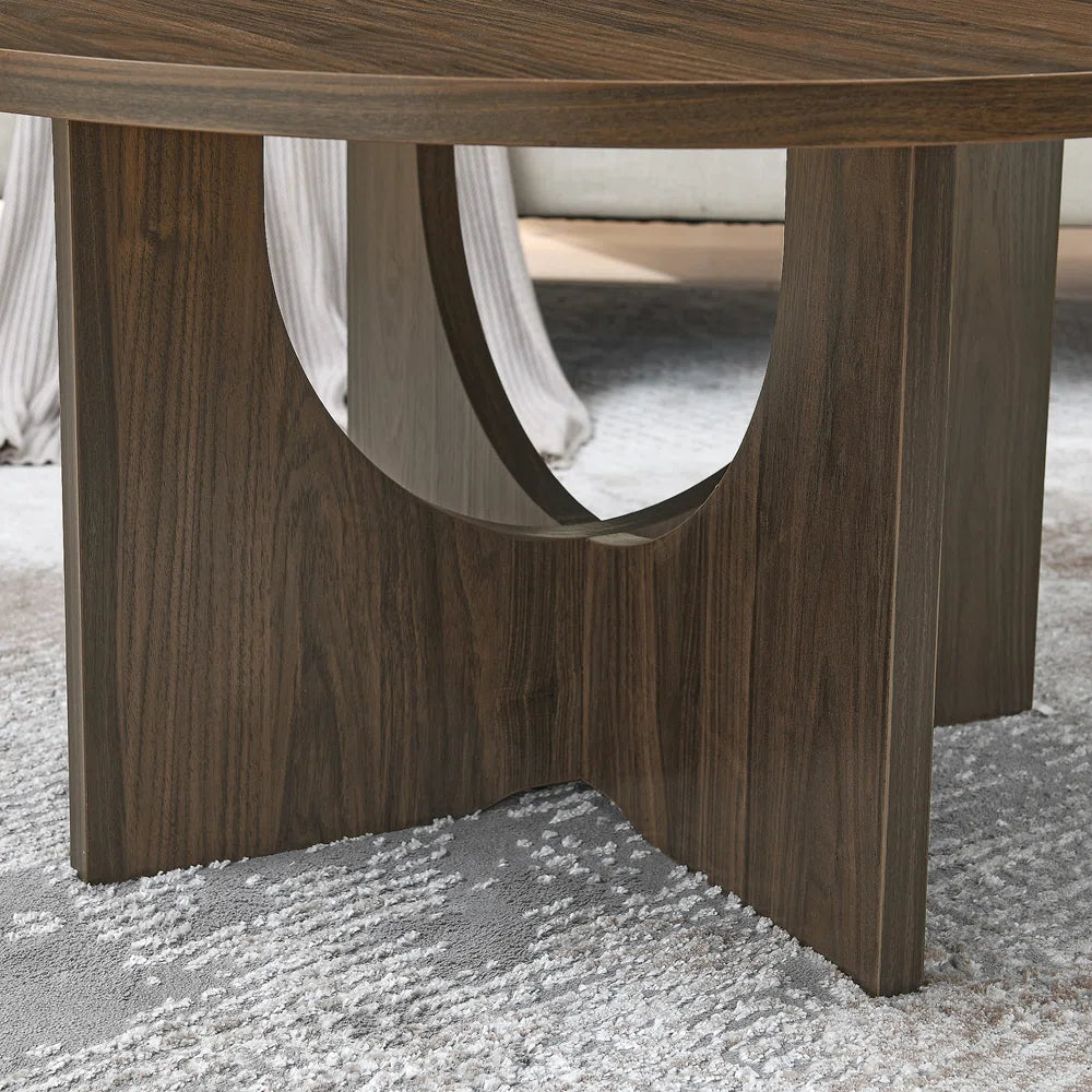 Modern Coffee Table, Minimalist Black Round Coffee Table, MDF Table