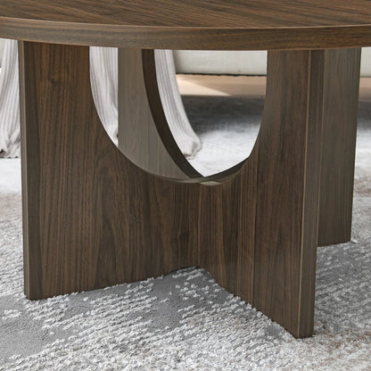 Modern Coffee Table, Minimalist Black Round Coffee Table, MDF Table