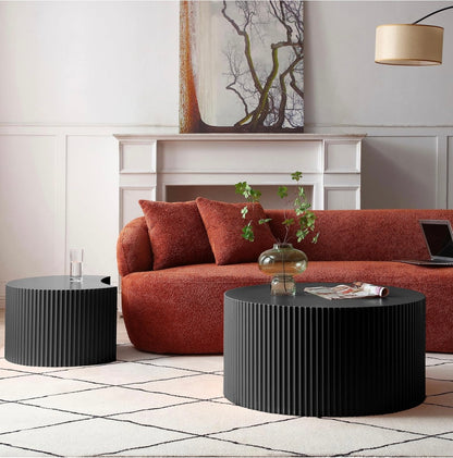 Set of 2 Round and Half-Moon MDF Nesting Coffee Tables