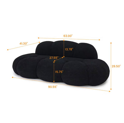 Modern Cloud Shaped Upholstered Leisure Sofa, Black Sherpa Lazy Sofa