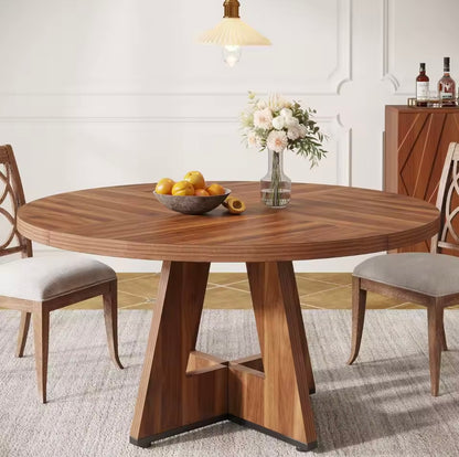 47” Round Rustic MDF Dining Table, Seats 4