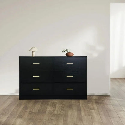 6 Drawer Black Bedroom Dresser - Engineered Wood Finish