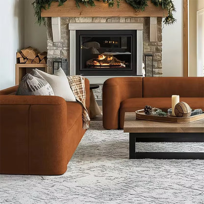 Modern Curved Back Velvet Sofa, Deep Seat 3 Seater Sectional