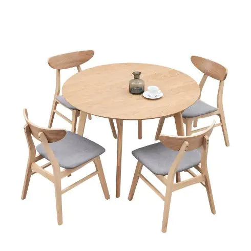 42" Round Wooden Dining Table for 4 Persons