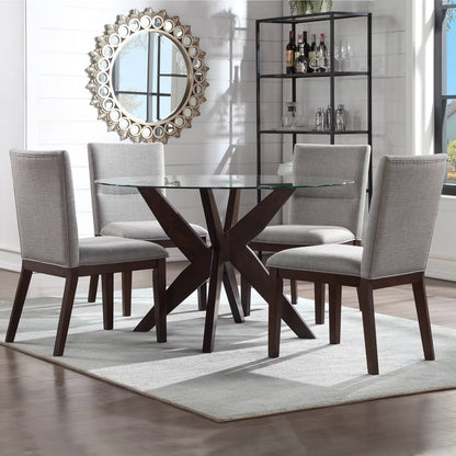 Modern 48" Glass Dining Table, Round Dining Table for Small Spaces