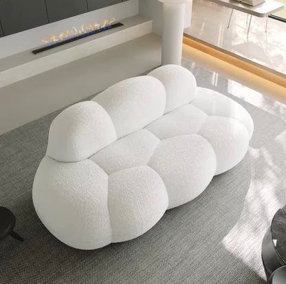 Modern Cloud Shaped Upholstered Leisure Sofa, Black Sherpa Lazy Sofa
