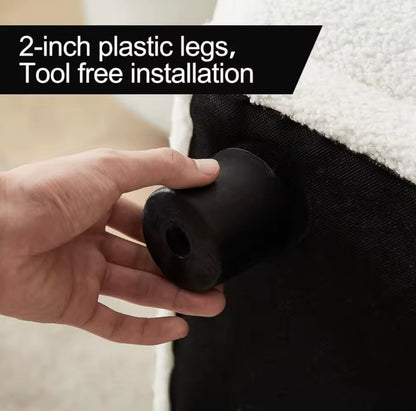 Convertible  L-Shaped Sectional Sofa with Removable Ottoman, White