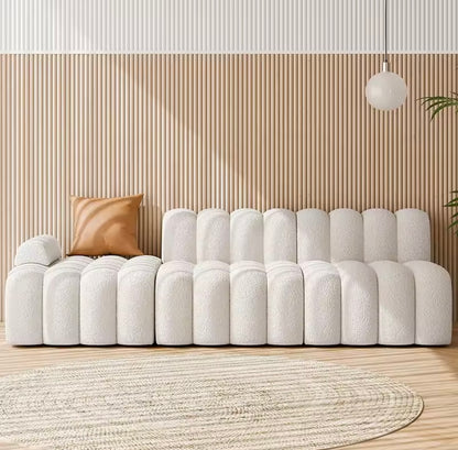 Mid Century Lambswool Sofa Sectional in White