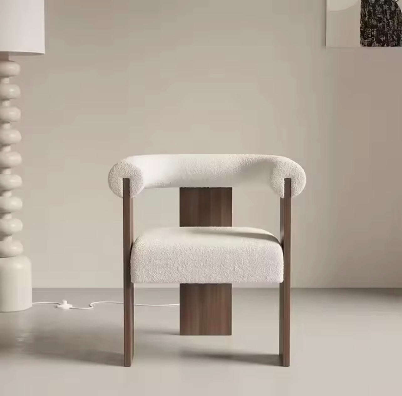 French Lambskin Upholstery, Ergonomic Hug-Back Design Chair