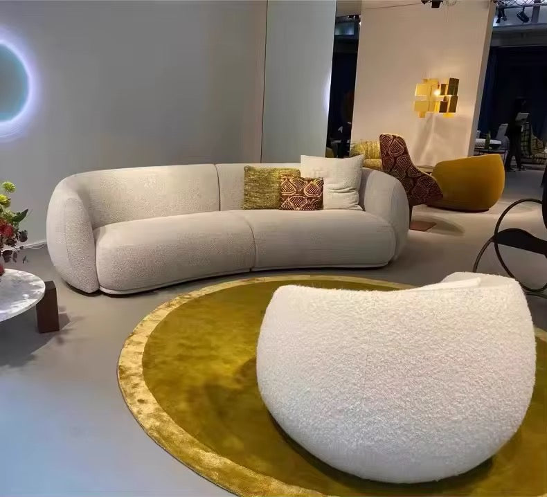 Dutch Vintage Ergonomically Curved Sofa, White Lounge Sofa