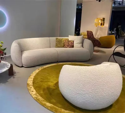 Dutch Vintage Ergonomically Curved Sofa, White Lounge Sofa