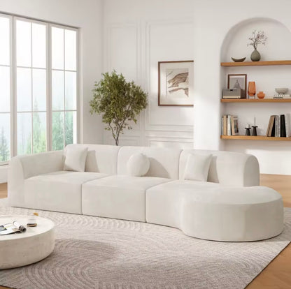 140” Modern Curved Sectional Sofa with Chaise, Oversized 3 Piece Set