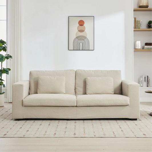 83" Beige 3 Seater Sofa with Detachable Cover